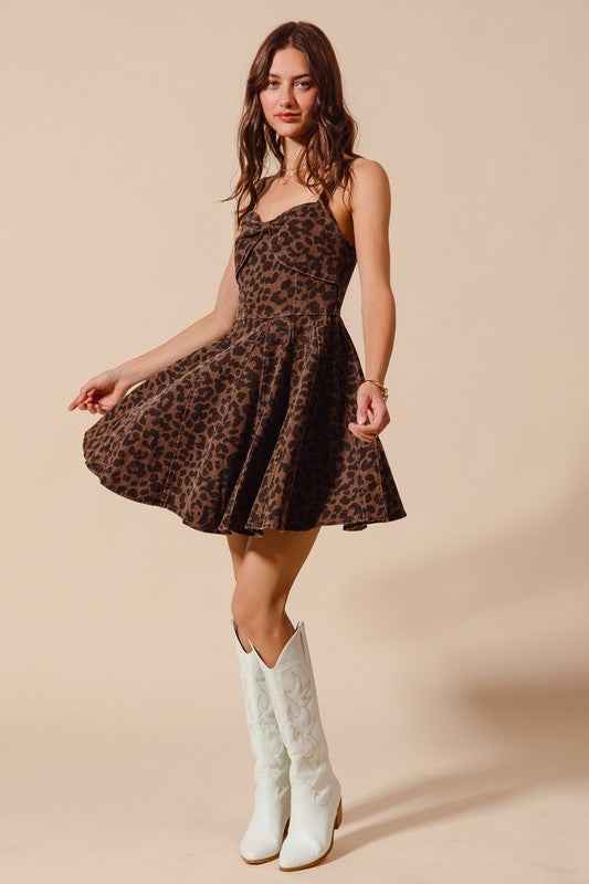 SO ME Women's Dresses Mineral Washed Bow Ribbon Detail Flare Dress