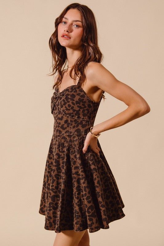 SO ME Women's Dresses Mineral Washed Bow Ribbon Detail Flare Dress
