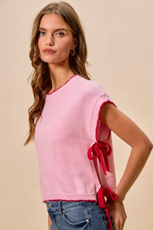 SO ME Women's Sweaters Lightweight Sweater Dolman Side Ribbon Tie Top