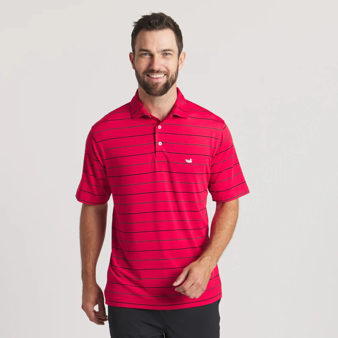SOUTHERN MARSH COLLECTION Men's Polo Southern Marsh Gridiron Stripe Performance Polo