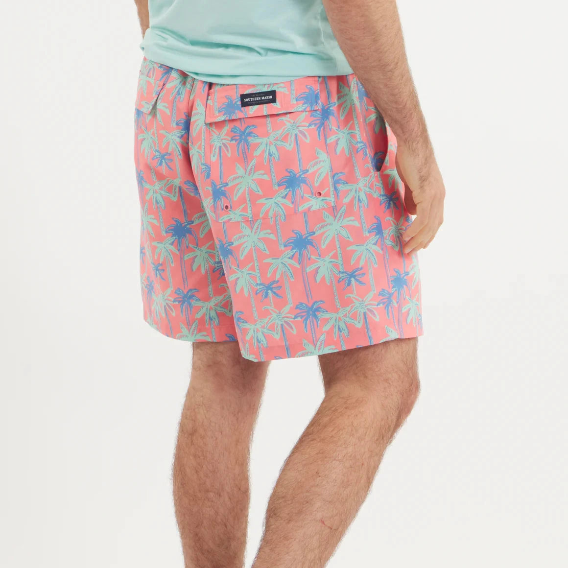 SOUTHERN MARSH COLLECTION Men's Shorts Southern Marsh Harbor Swim Trunk - Neon Palms || David's Clothing