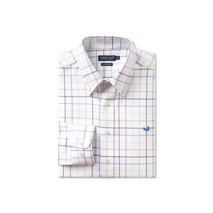 SOUTHERN MARSH COLLECTION Men's Sport Shirt NAVY FRENCH BLUE / S Southern Marsh Lockhart Windowpane Performance Dress Shirt CLTXNVFB