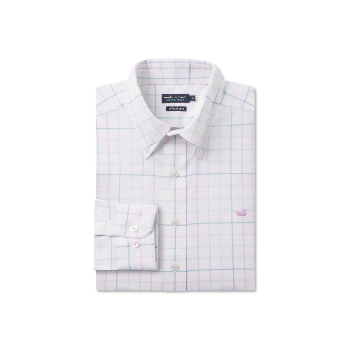 SOUTHERN MARSH COLLECTION Men's Sport Shirt NAVY FRENCH BLUE / S Southern Marsh Lockhart Windowpane Performance Dress Shirt CLTXNVFB