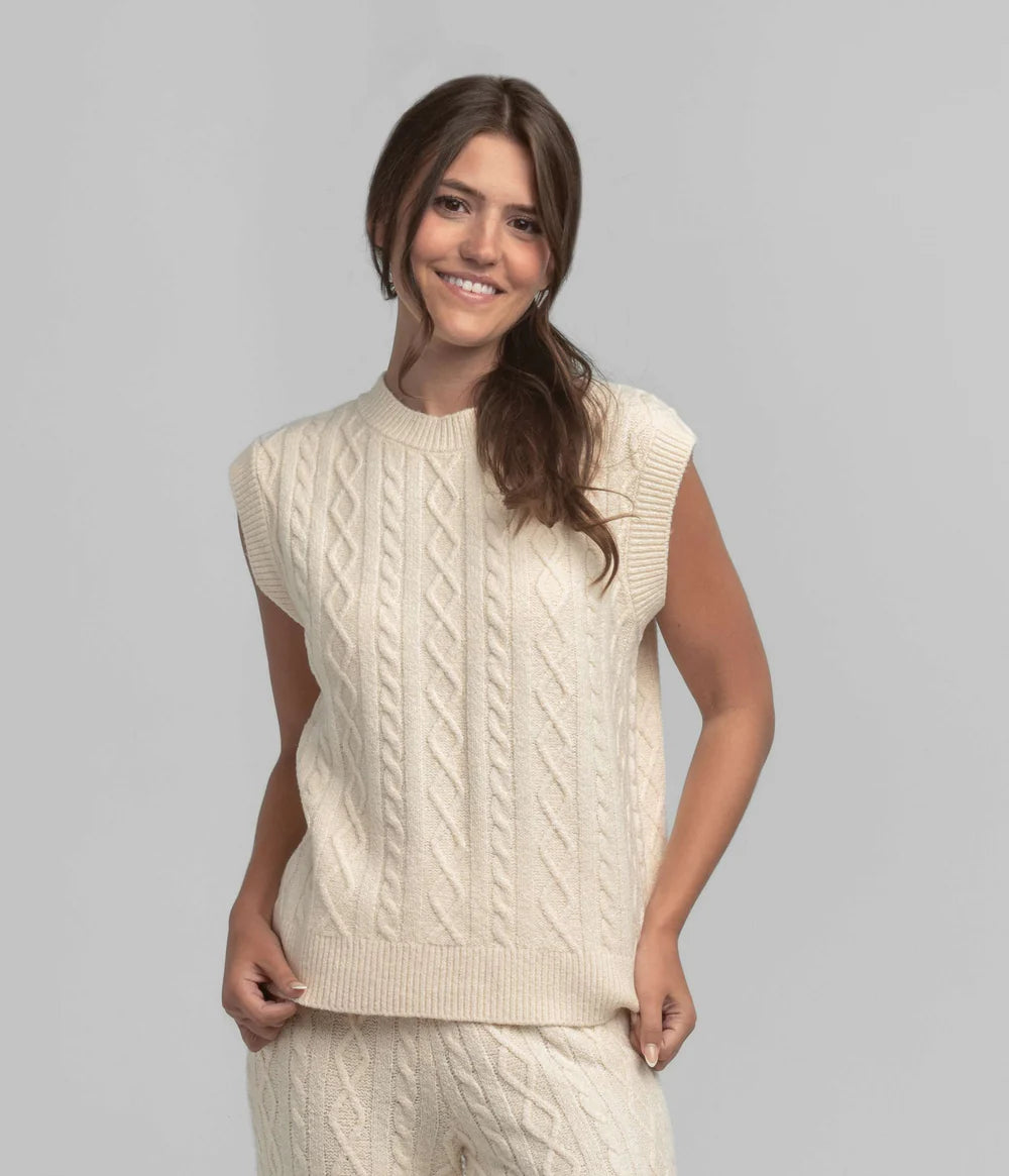 SOUTHERN SHIRT CO. Women's Sweaters PARCHMENT / XS Southern Shirt Comfy Cozy Sweater Vest - Parchment 2C082-1455
