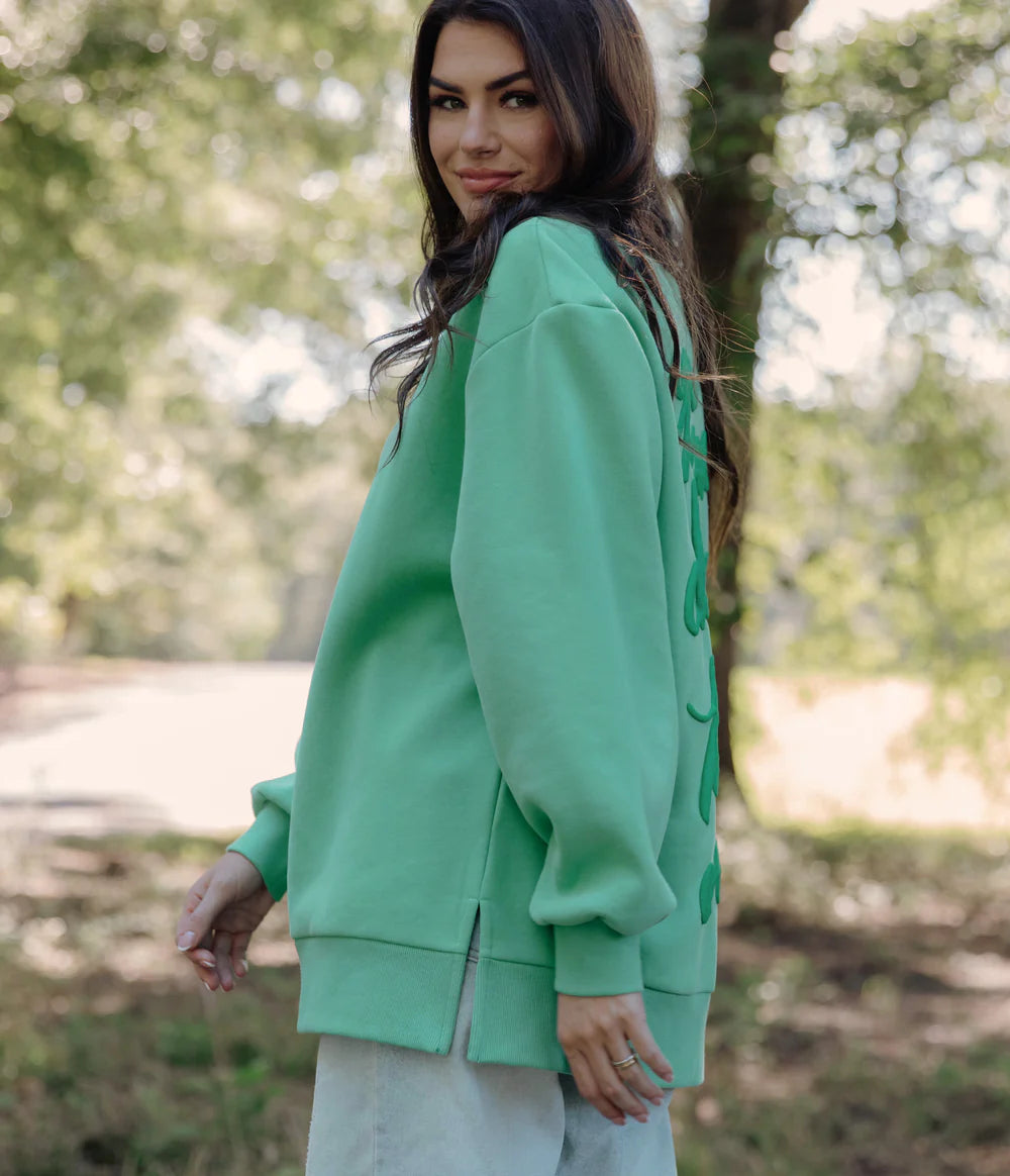 SOUTHERN SHIRT CO. Women's Sweatshirt Southern Shirt Happy Thoughts Puff Print Sweatshirt - Aloe