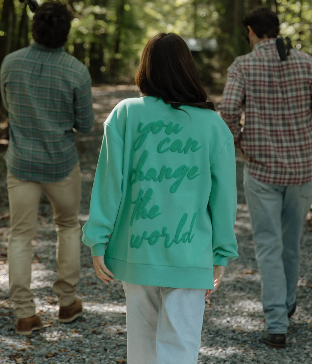 SOUTHERN SHIRT CO. Women's Sweatshirt Southern Shirt Happy Thoughts Puff Print Sweatshirt - Aloe