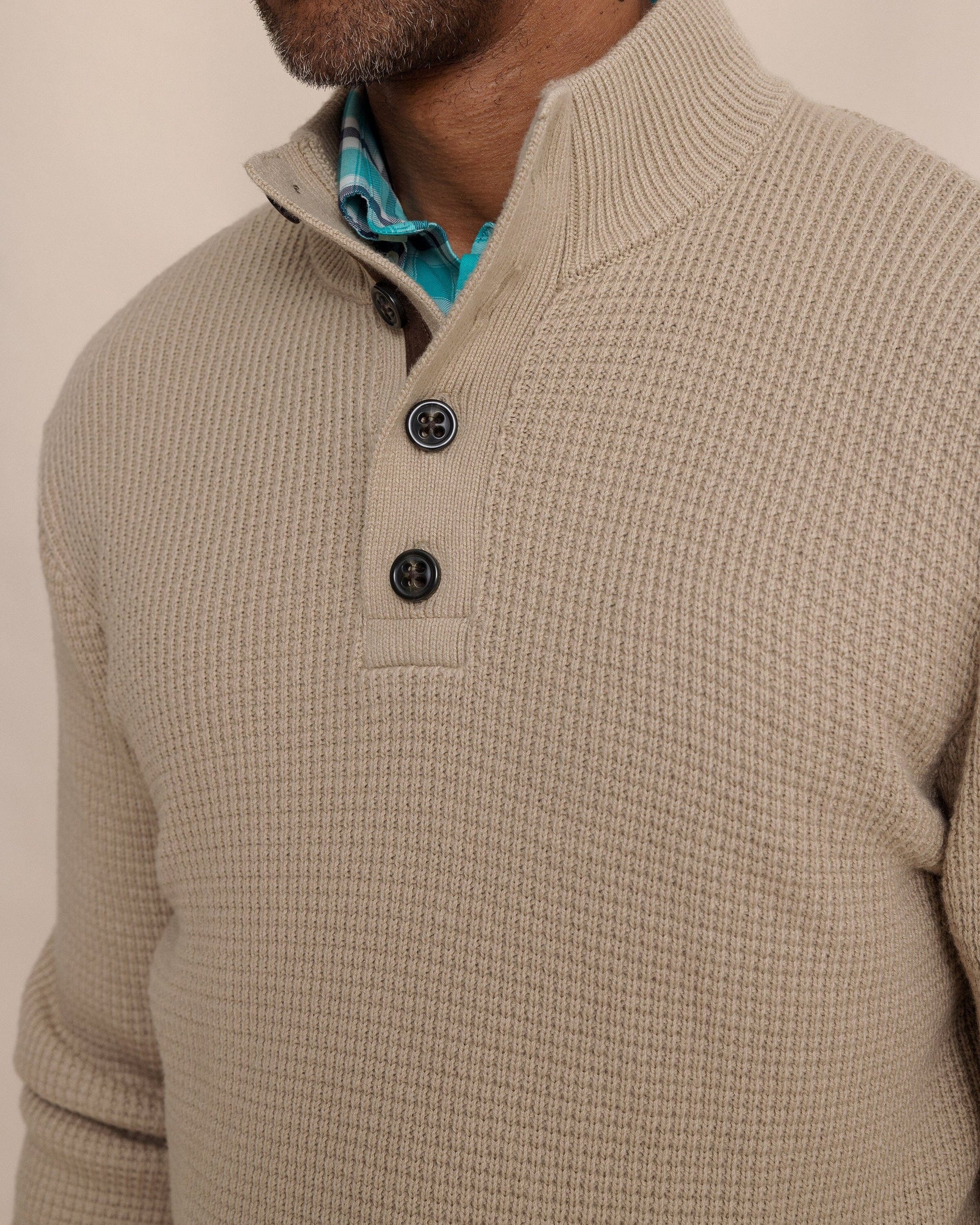SOUTHERN TIDE Men's Outerwear Southern Tide Bass Creek Heather Quarter Button Sweater