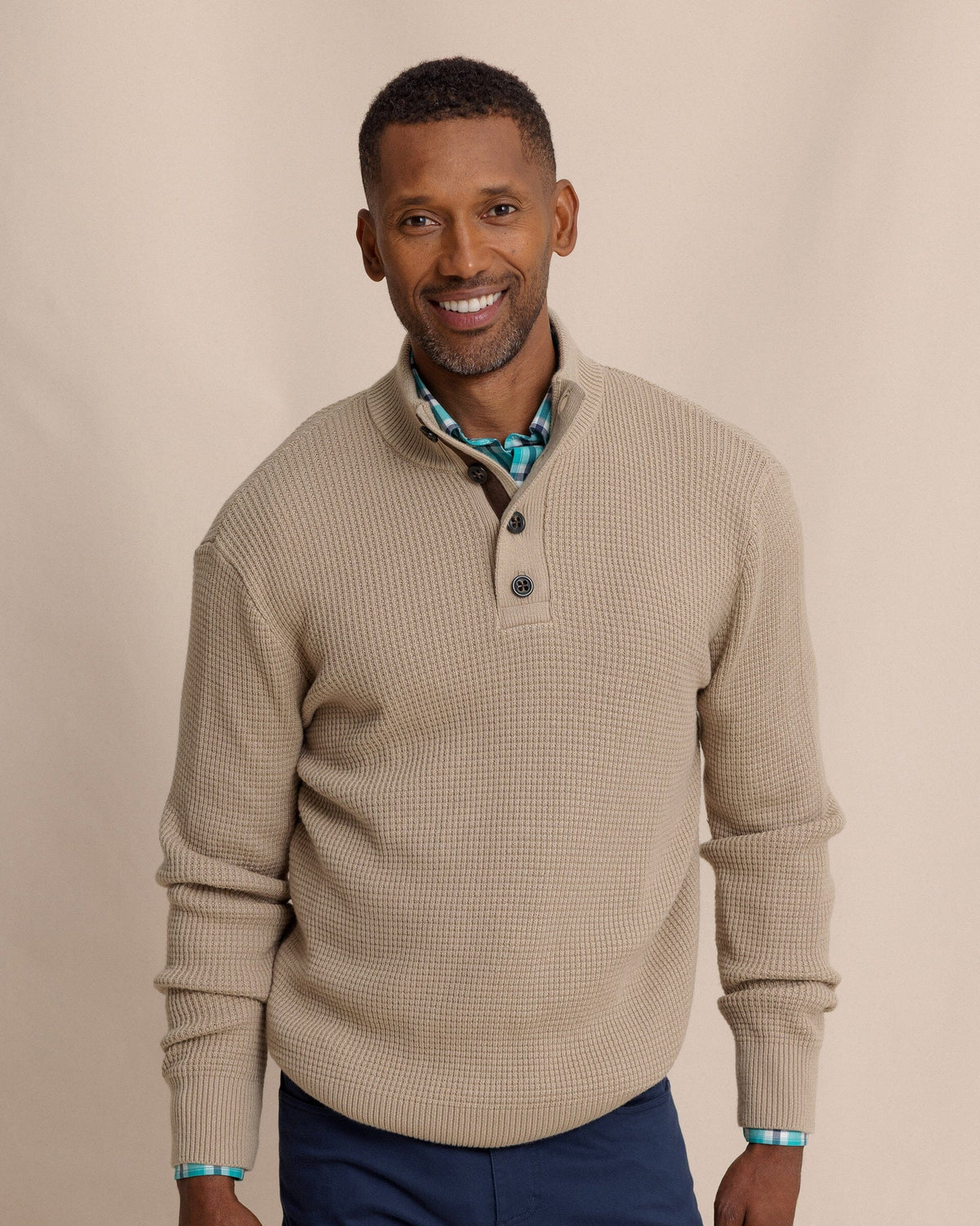 SOUTHERN TIDE Men's Outerwear Southern Tide Bass Creek Heather Quarter Button Sweater