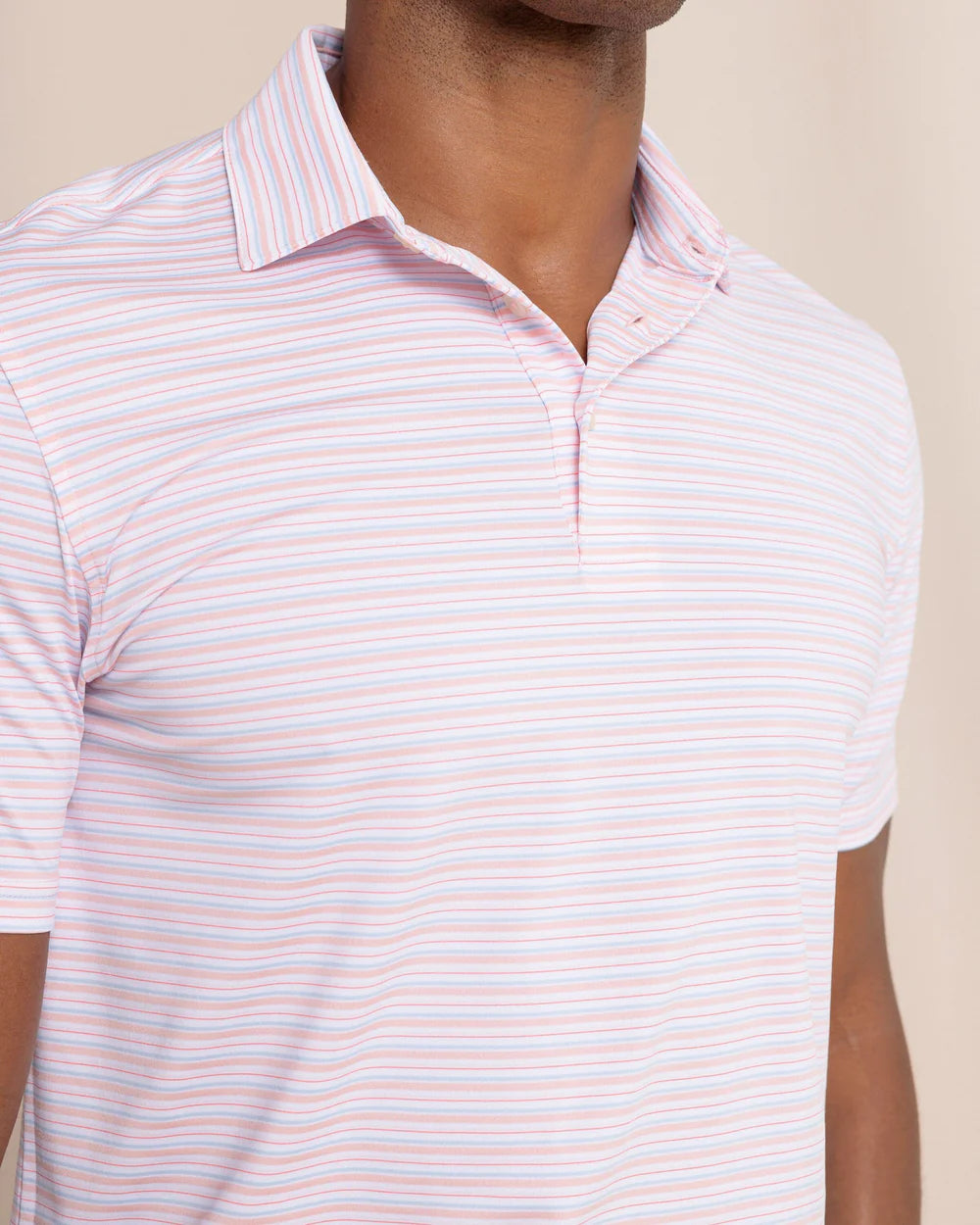 SOUTHERN TIDE Men's Polo PETAL PINK / M Southern Point Driver Oyster Creek Stripe Polo || David's Clothing 114883298