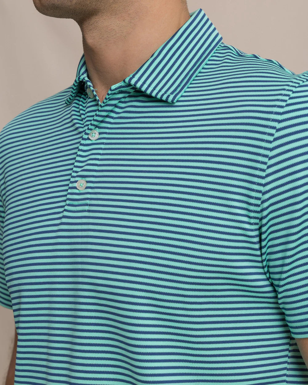 SOUTHERN TIDE Men's Polo GULF SHORE / S Southern Tide Coastal Breeze Oceanfront Stripe Pique Performance Polo 122353037