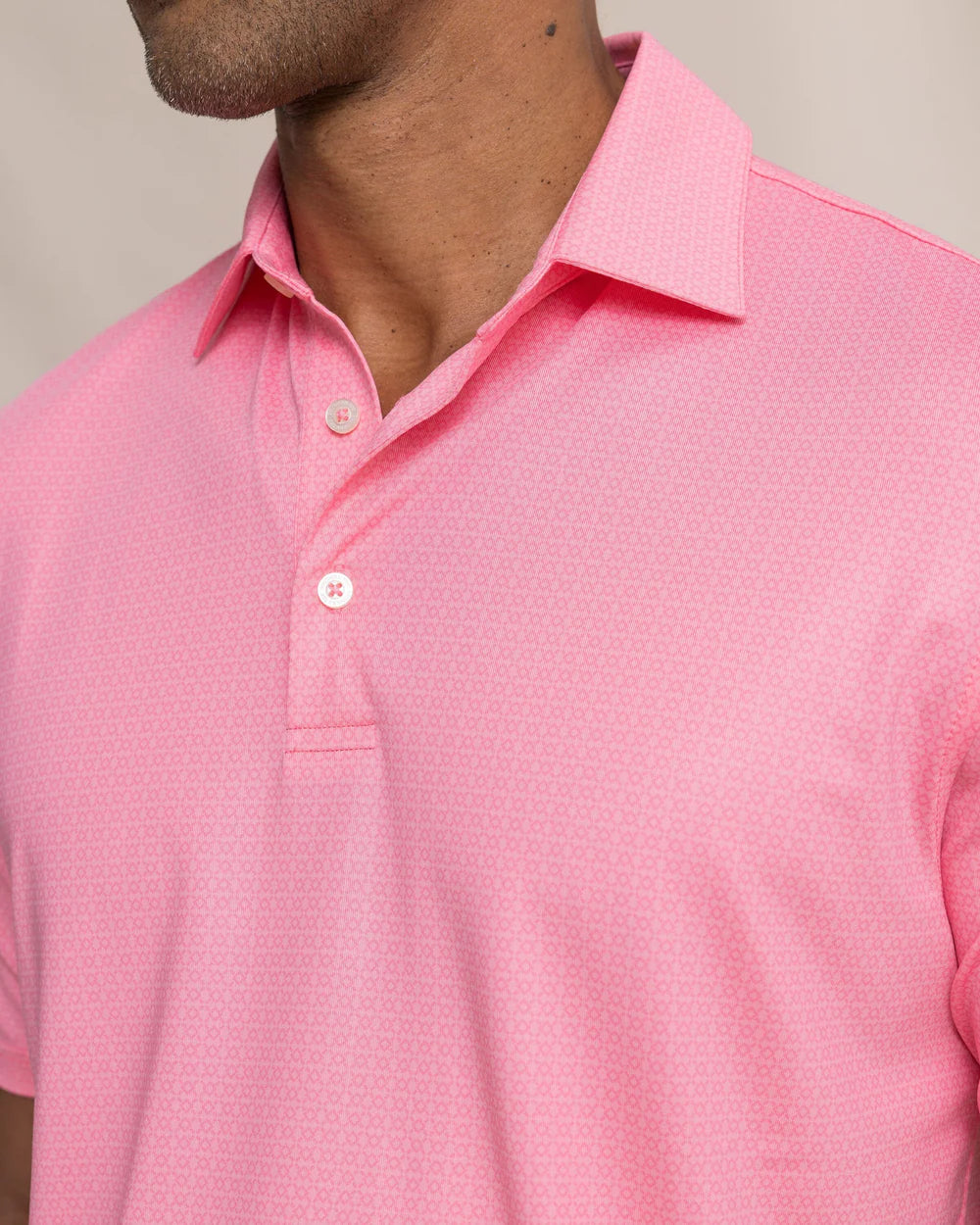 SOUTHERN TIDE Men's Polo SEA PINK / S Southern Tide Driver Seaside Geo Printed Polo 122433036