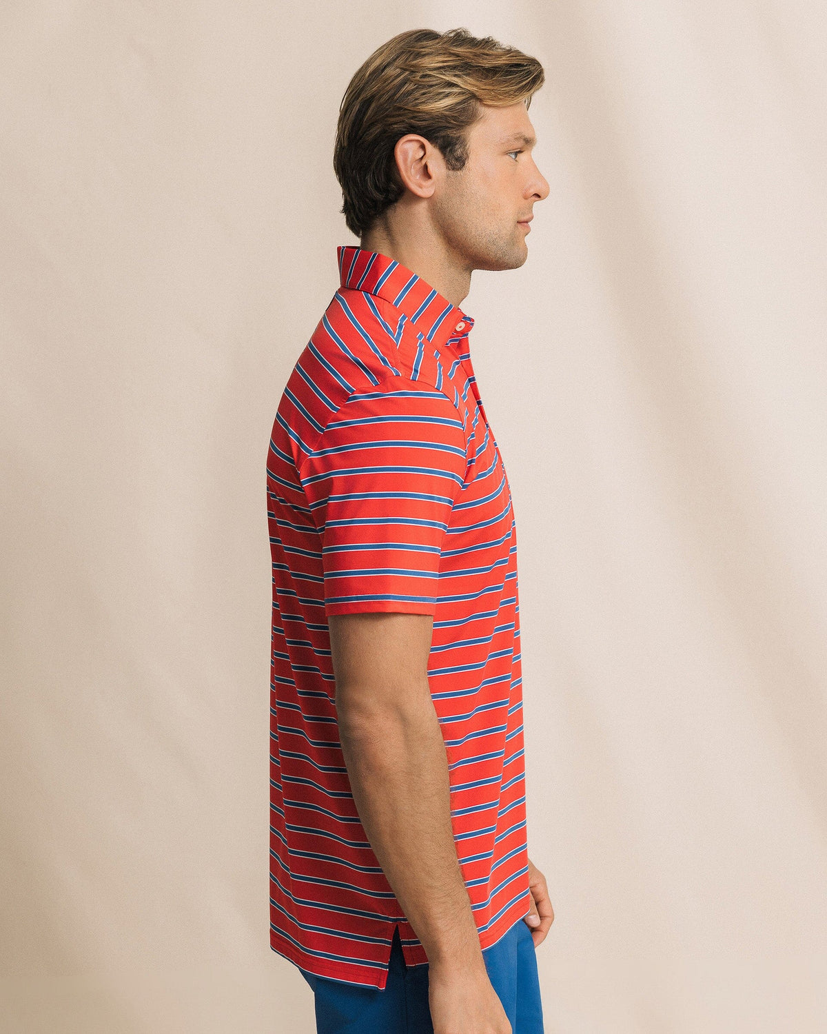 SOUTHERN TIDE Men's Polo Southern Tide Moonlight Bay Stripe Coastal Breeze® Performance Polo