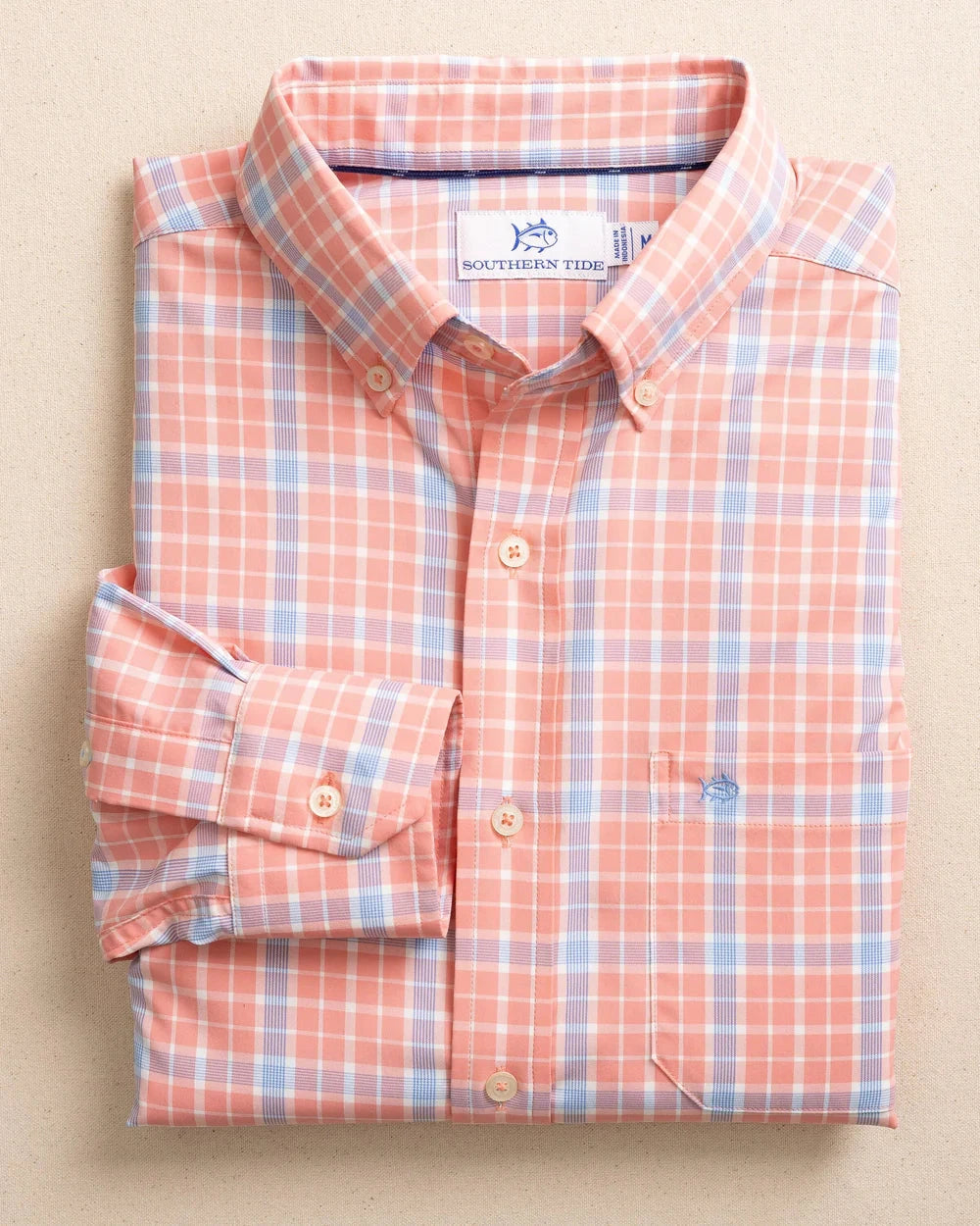 SOUTHERN TIDE Men's Sport Shirt PETAL PINK / M Southern Tide Beckenham Plaid Intercoastal Long Sleeve Sport Shirt 114463298