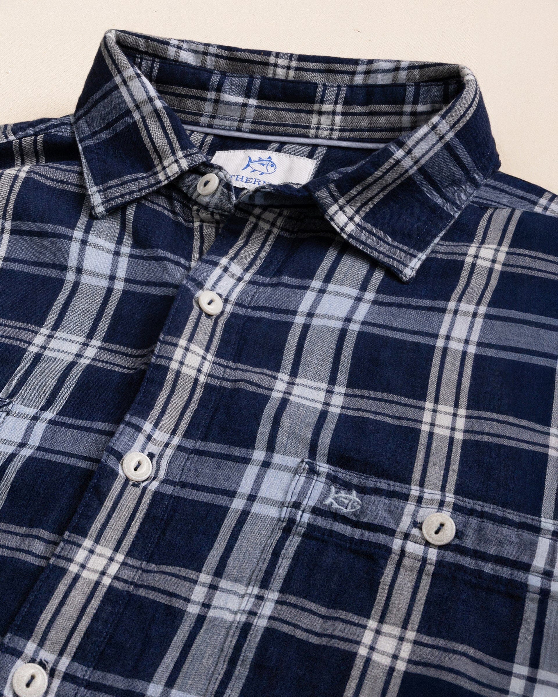 SOUTHERN TIDE Men's Sport Shirt Southern Tide Somerset Plaid Heather Double Cloth Long Sleeve Sport Shirt