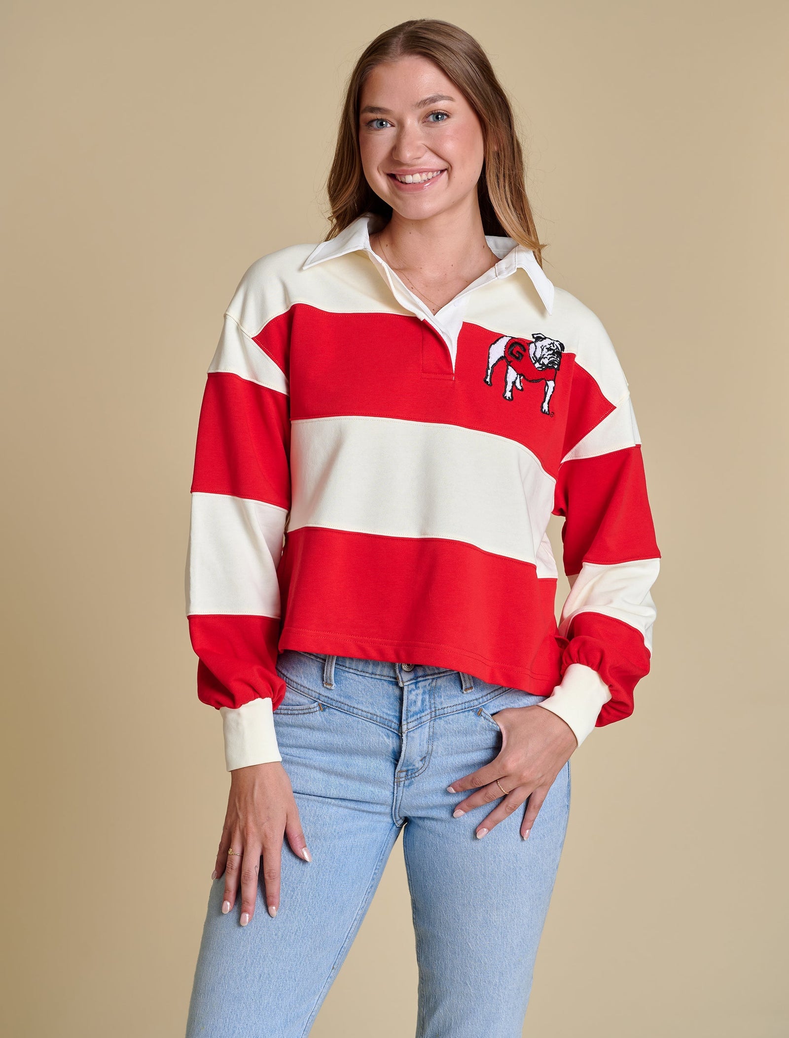 STEWART SIMMONS Women's Top Stewart Simmons Georgia The Long Sleeve Rugby Top