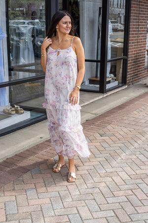 STORIA Women's Dresses Floral Tiered Ruffle Maxi Dress
