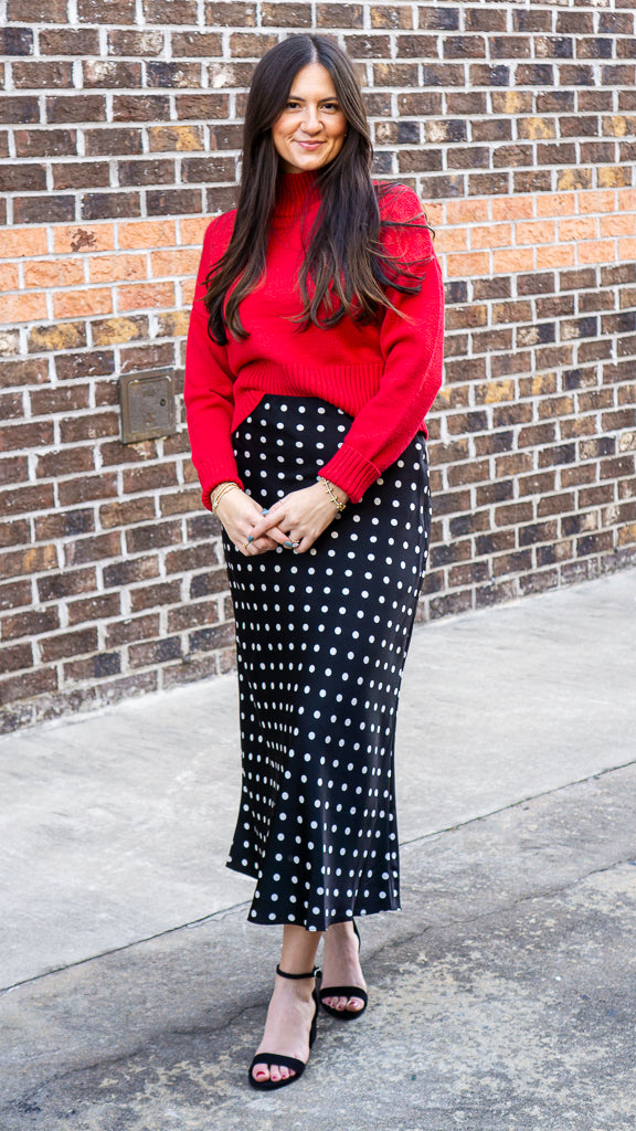 STORIA Women's Skirts Polka Satin Skirt