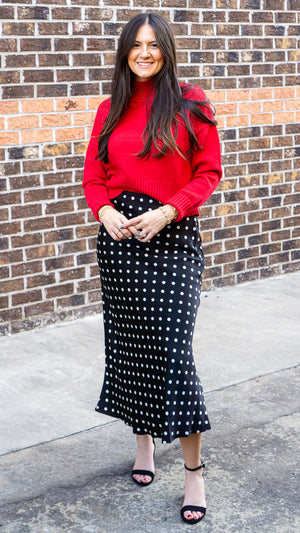 STORIA Women's Skirts Polka Satin Skirt