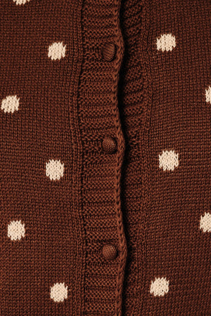 SUNDAY EDITION Women's Sweater Round Neck Button Down Polka Dot Sweater Cardigan