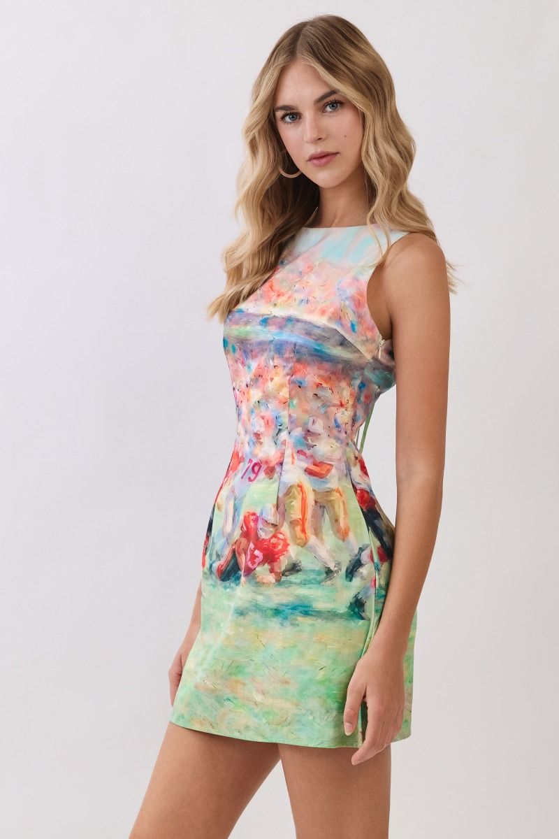 TCEC Women's Dresses Football Print Sleeveless Mini Dress
