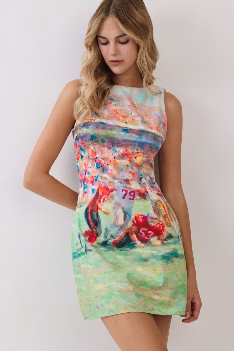 TCEC Women's Dresses Football Print Sleeveless Mini Dress