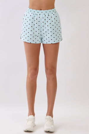 TCEC Women's Shorts BABY BLU / S Polka Dot Elastic Waistband Athletic Shorts CP10384