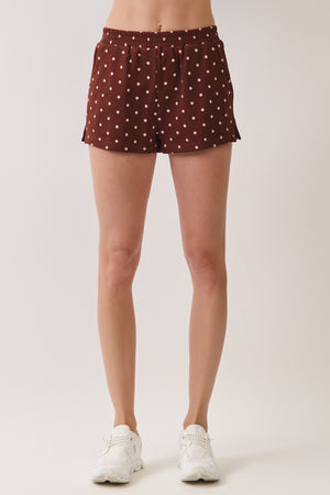 TCEC Women's Shorts CHOCOLAT / S Polka Dot Elastic Waistband Athletic Shorts CP10384