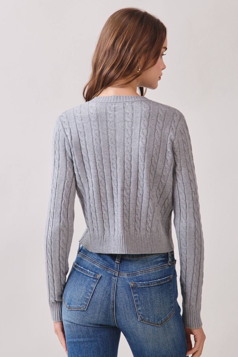 TCEC Women's Sweaters Cable Knit Crop Silhouette Button Front Cardigan