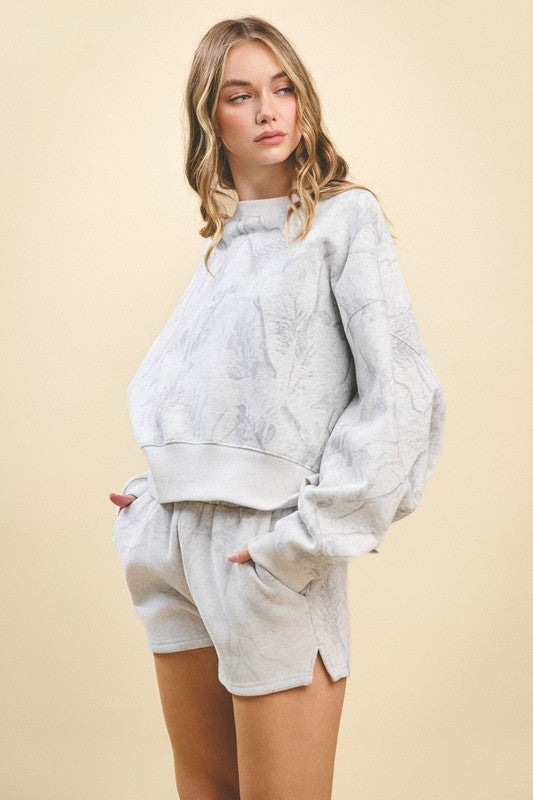 TCEC Women's Sweaters Camouflage Print Dropped Shoulders Sweatshirt || David's Clothing