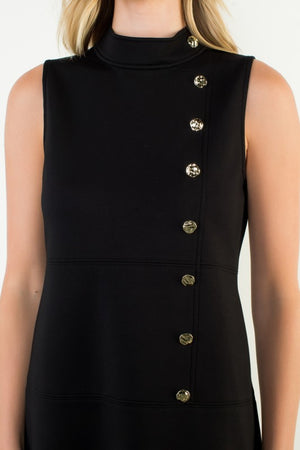 THML Women's Dresses Button Detail High Neck Sleeveless Dress