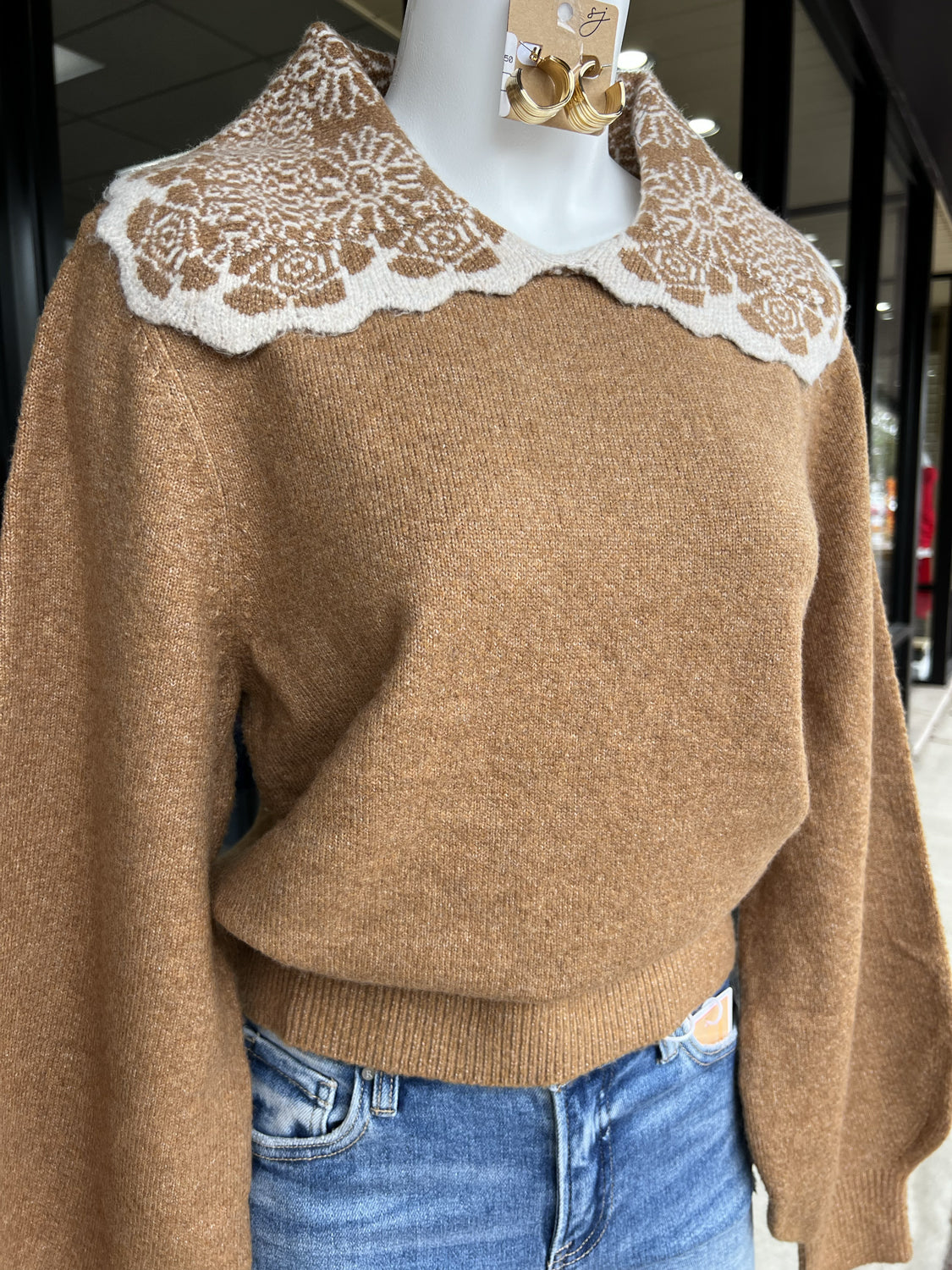 THML Women's Sweaters Detailed Collared Top