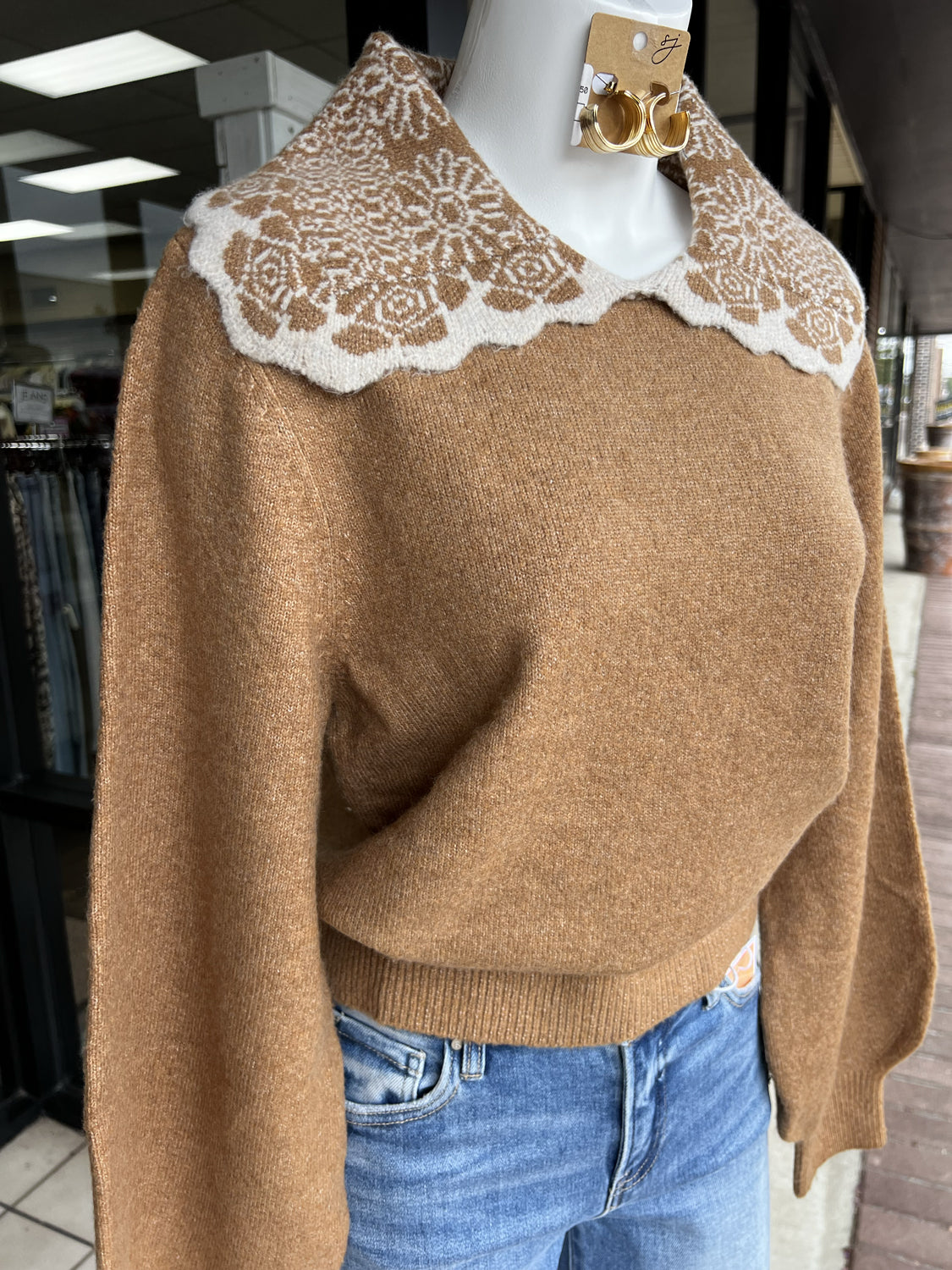 THML Women's Sweaters Detailed Collared Top