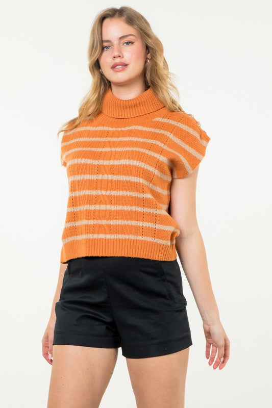 THML Women's Sweaters Turtleneck Stripe Vest || David's Clothing