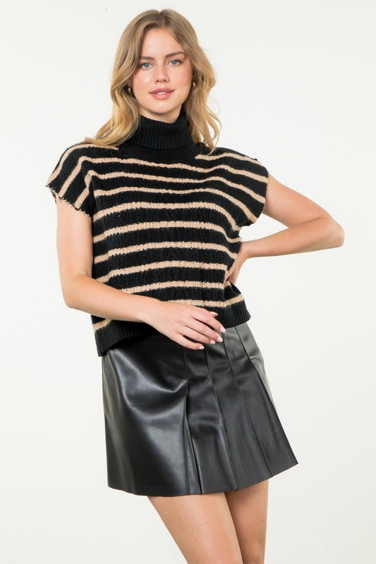 THML Women's Sweaters Turtleneck Stripe Vest || David's Clothing