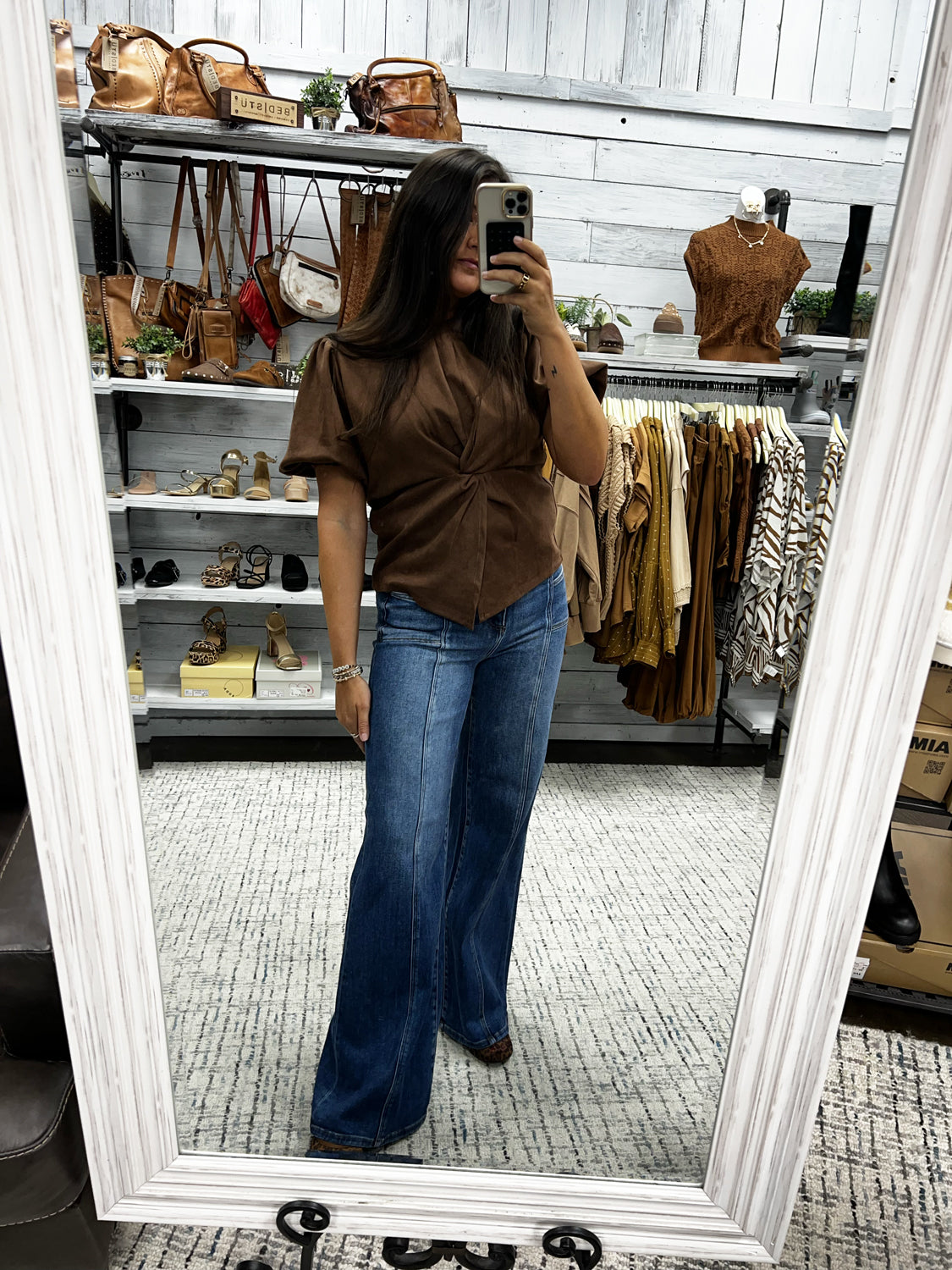 THML Women's Top Twisted Suede Top || David's Clothing