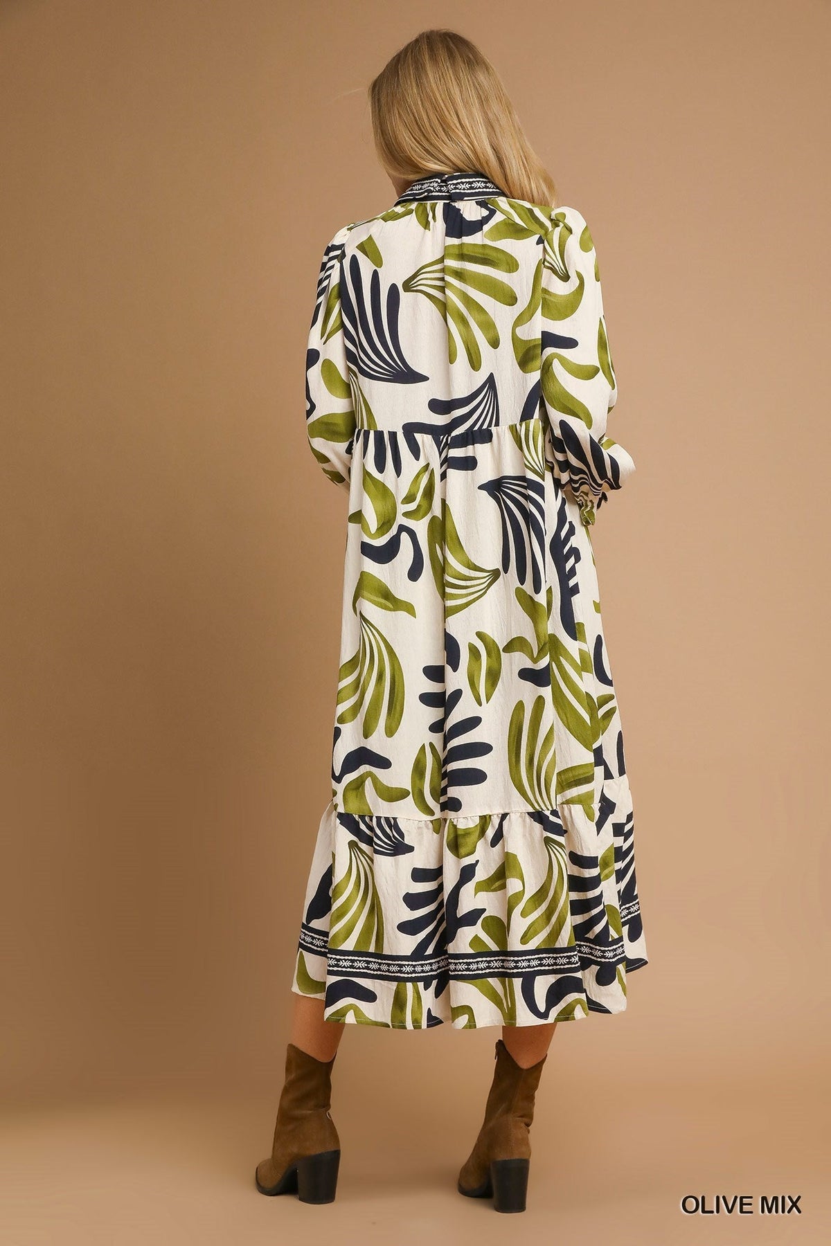 UMGEE USA Women's Dresses Boho Leafy Print Maxi Dress  || David's Clothing