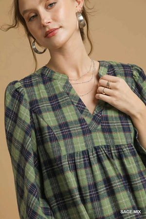 UMGEE USA Women's Dresses Mix Plaid Tiered Mini Dress