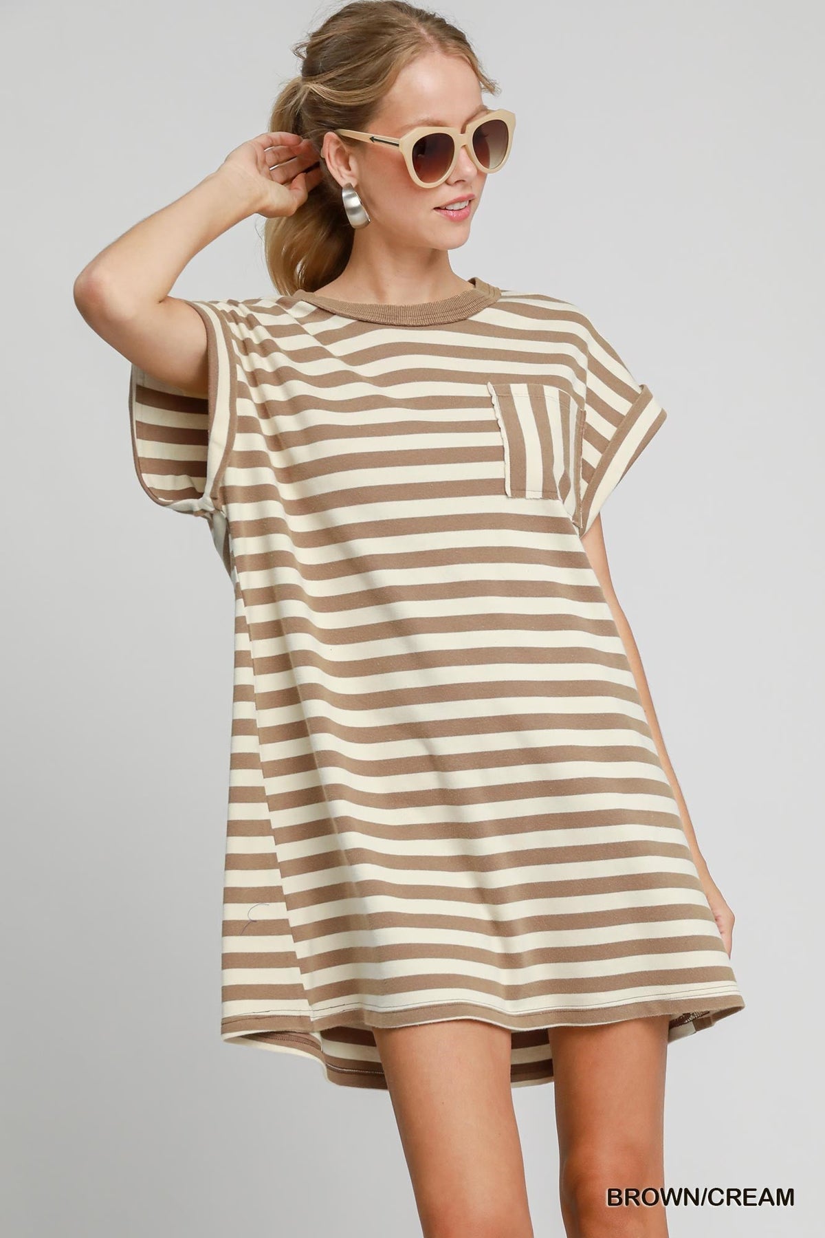 UMGEE USA Women's Dresses Striped Mineral Washed Dress || David's Clothing