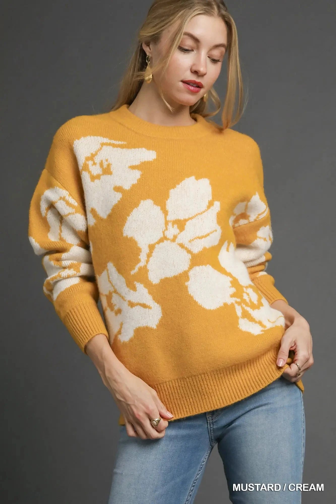 UMGEE USA Women's Sweaters Floral Knit Sweater