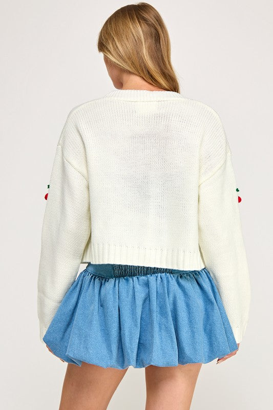 VINTAGE STORE Women's Dresses Cherry-embroidered Cardigan