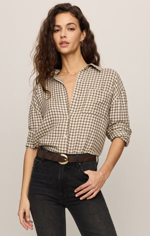 Z SUPPLY Women's Top CHOCOLAT / XS Z Supply River Plaid Button Up ZT25383426