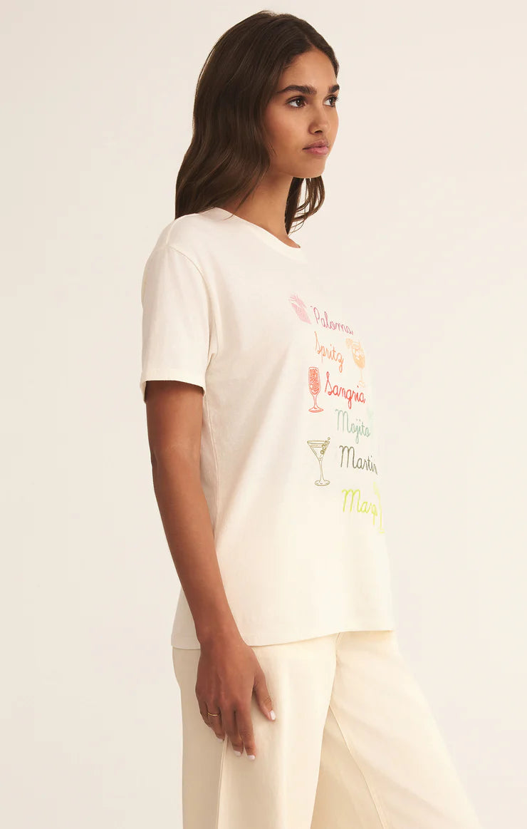 Z SUPPLY Women's Top Z Supply Cocktails Boyfriend Tee || David's Clothing