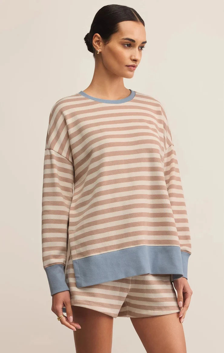 Z SUPPLY Women's Top Z Supply Layer Up Stripe Sweatshirt || David's Clothing