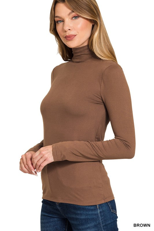ZENANA Women's Top Premium Microfiber Mock Neck Top