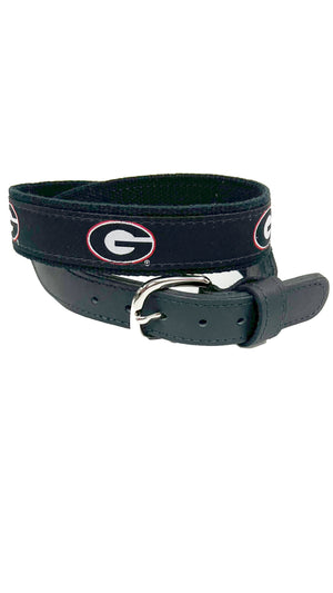 ZEPPELIN PRO Men's Belts Zeppro University of Georgia Ribbon Belt - Black || David's Clothing