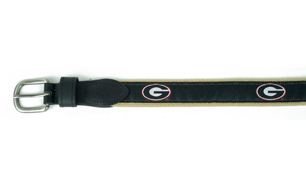 Zeppro Men's Belts Zeppro University of Georgia Ribbon Belt - Black || David's Clothing